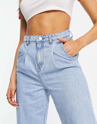 ASOS DTT Plus Grace Balloon Leg Jeans in Mid Blue, Women's Fashion