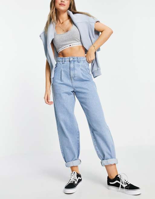 DTT Grace balloon leg jeans in light blue | ASOS