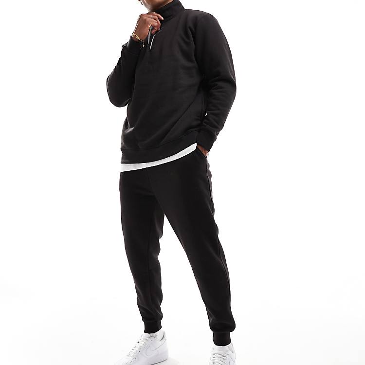 DTT half zip sweatshirt & jogger tracksuit set in black | ASOS DTT half zip sweatshirt & jogger tracksuit set in black | ASOS