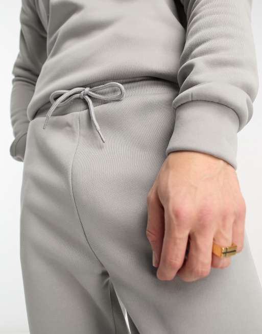 DTT half zip sweatshirt jogger tracksuit set in light grey ASOS