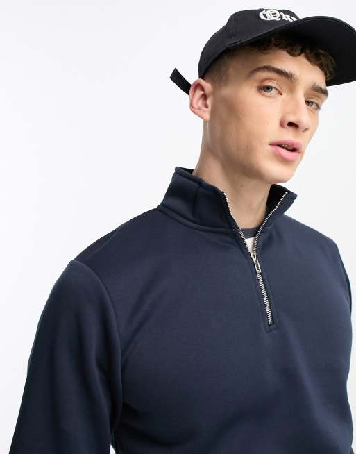 DTT half zip sweatshirt jogger tracksuit set in navy ASOS