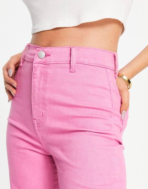 DTT high rise wide leg jeans in pink