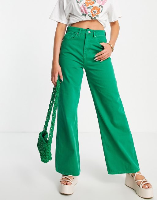 Wide High Jeans - Green - Ladies