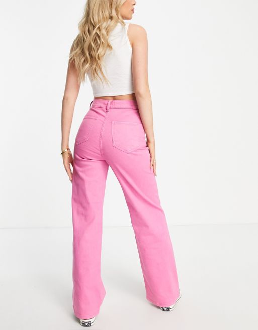 Light Pink High Waist Wide Leg Jeans