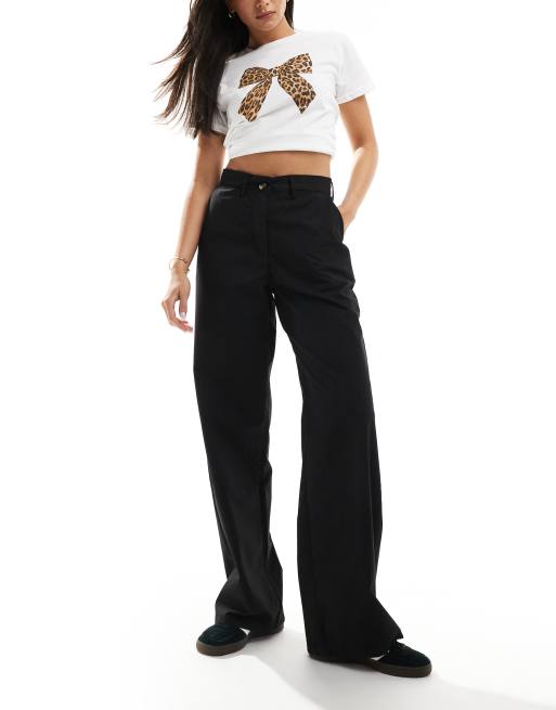 DTT high waisted smart trousers in black ASOS