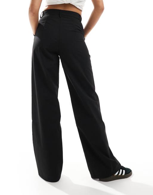 High waisted fashion black smart trousers