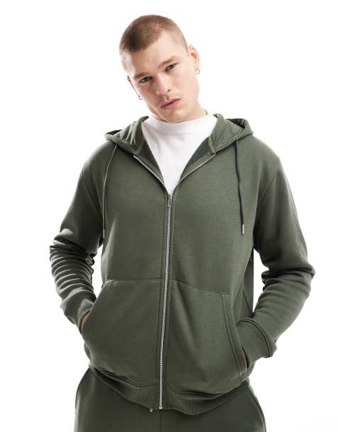 DTT - Hoodie met rits in kaki - view 1