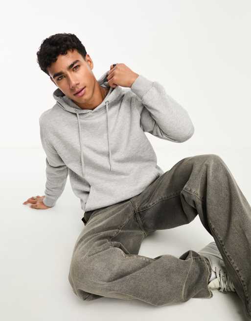 DTT - Hoodie zonder sluiting in gemêleerd lichtgrijs