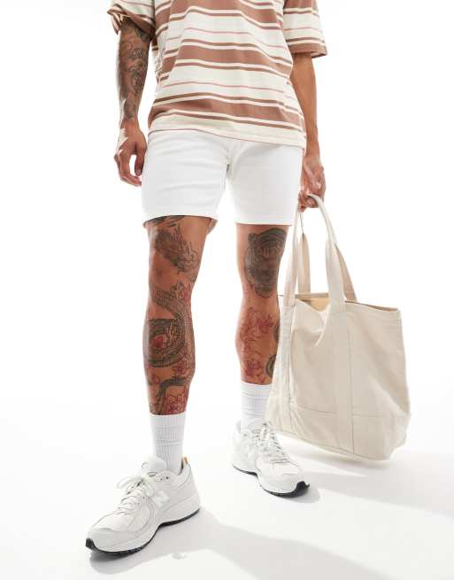 DTT - Hvide denimshorts med stretch i slim fit, 2 af 5