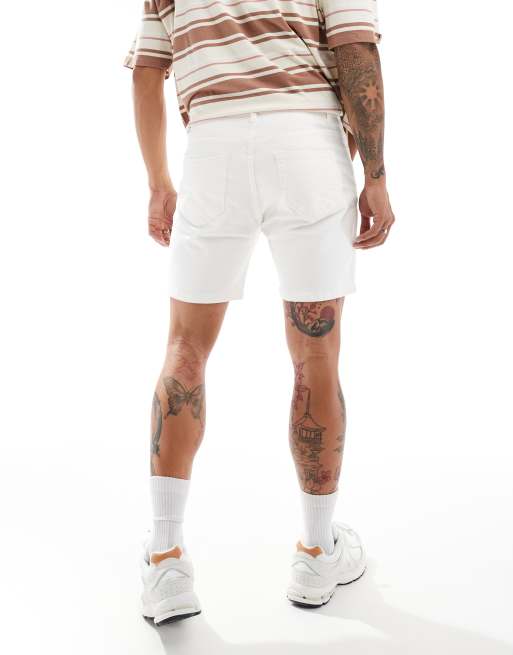 DTT - Hvide denimshorts med stretch i slim fit, 4 af 5