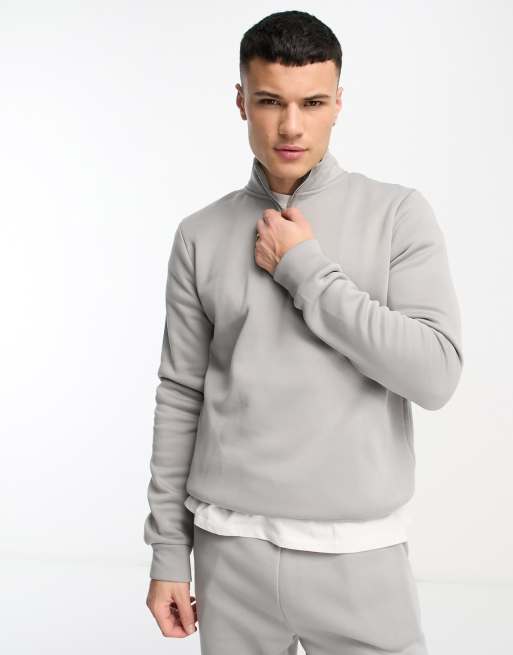 DTT – Jasnoszary dres: bluza z zamkiem pod szyją i joggersy, 3 z 4
