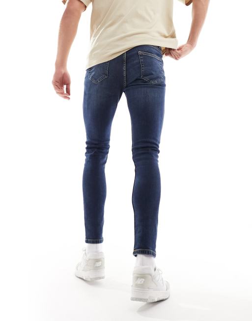 DTT - Jean skinny stretch ultra déchiré - Bleu foncé vieilli, 4 de 5
