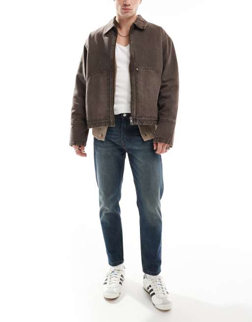DTT - Jeans affusolati alla caviglia rigidi lavaggio tinto vintage blu scuro
