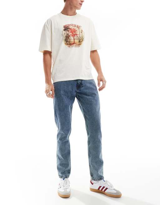 DTT - Jeans rigidi slim azzurri lavaggio acido