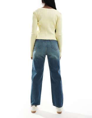 Don't Think Twice Dtt Katy High Rise Cropped Straight Jeans In Blue