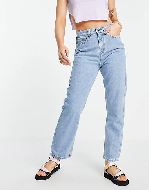 Derretido Semicírculo pálido DTT Katy high rise cropped straight jeans in light blue wash | ASOS