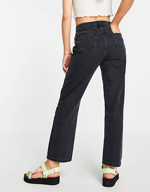 analizar Abrasivo Llave DTT Katy high waist cropped straight jeans in washed black | ASOS