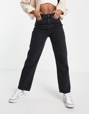 Don't Think Twice DTT Katy high waisted cropped straight jeans in washed black