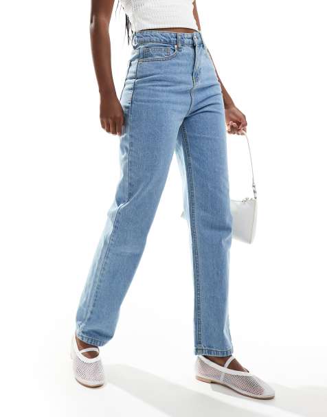 DTT - Katy - Rechte jeans met hoge taille en cropped broekspijpen in lichtblauw met wassing - view 1