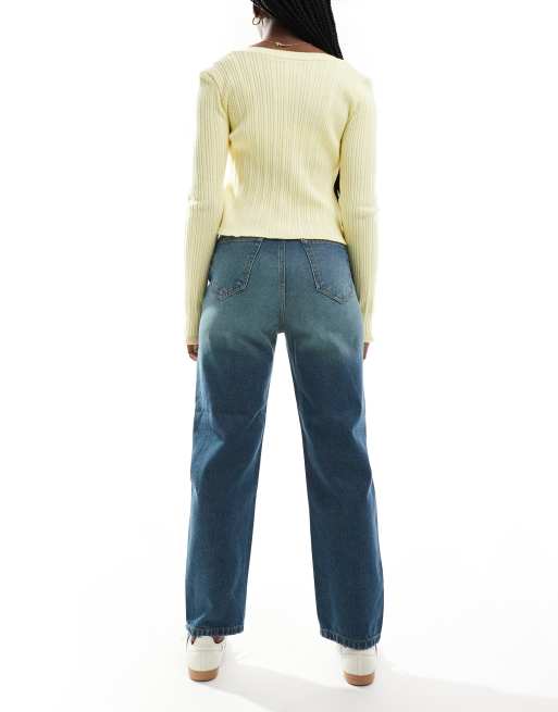 DTT – Katy – Verkürzte Jeans in blau getönter Waschung mit hohem Bund und geradem Schnitt, 2 von 5