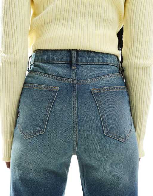DTT – Katy – Verkürzte Jeans in blau getönter Waschung mit hohem Bund und geradem Schnitt, 4 von 5