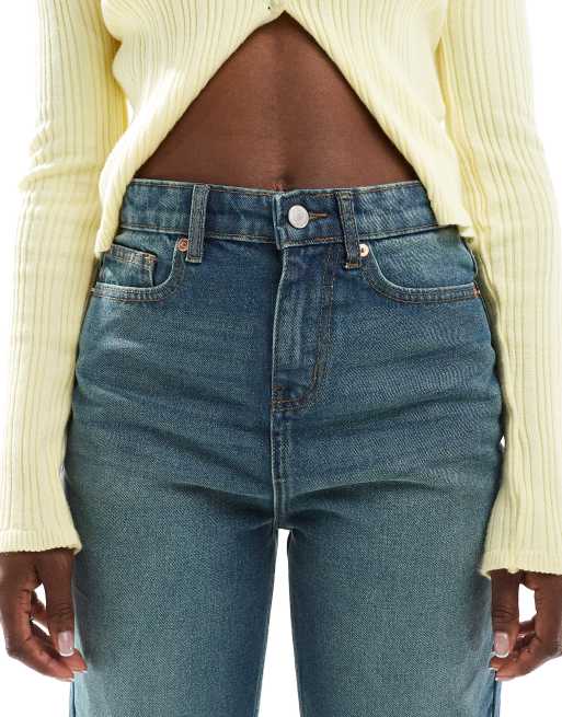 DTT – Katy – Verkürzte Jeans in blau getönter Waschung mit hohem Bund und geradem Schnitt, 5 von 5