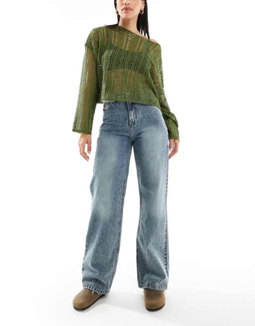 DTT - Liv - Dad-jeans med lige ben i vintage-vask med farveskær