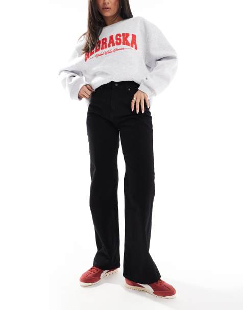 DTT Liv dad straight leg jeans in black - view 1