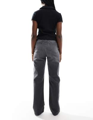 Don't Think Twice Dtt Liv Dad Straight Leg Jeans In Gray