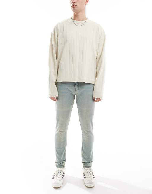 DTT – Ljusblå, skinny jeans med stretch och vintagetoning