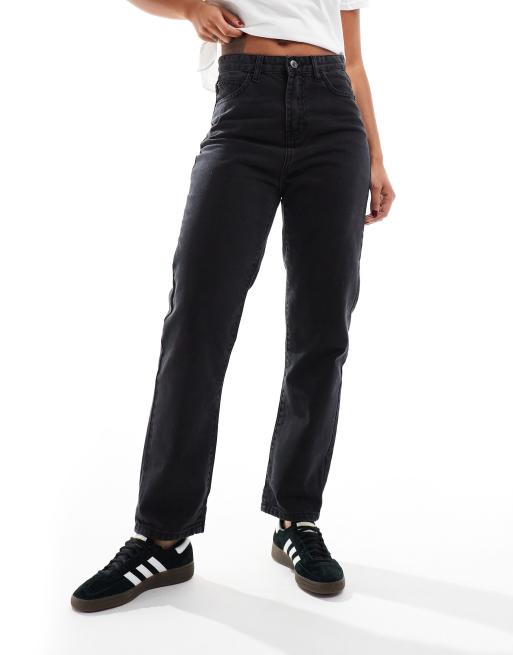 DTT – Lou – Czarne mom jeans z efektem sprania