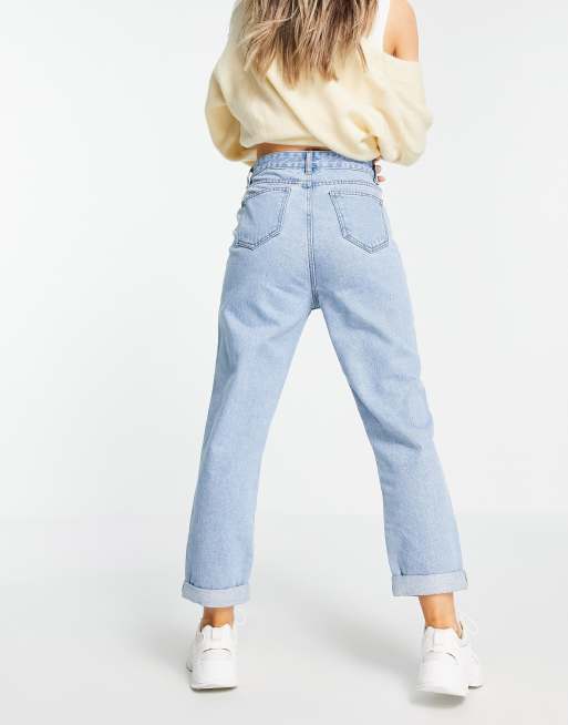 DTT - Lou - Mom jeans in lichtblauw met wassing , 2 van 4
