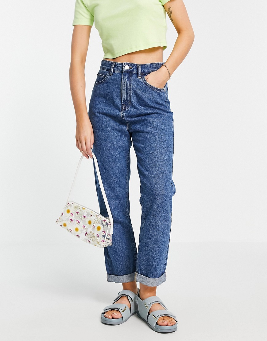 DON'T THINK TWICE DTT LOU MOM JEANS IN MID BLUE WASH-BLUES