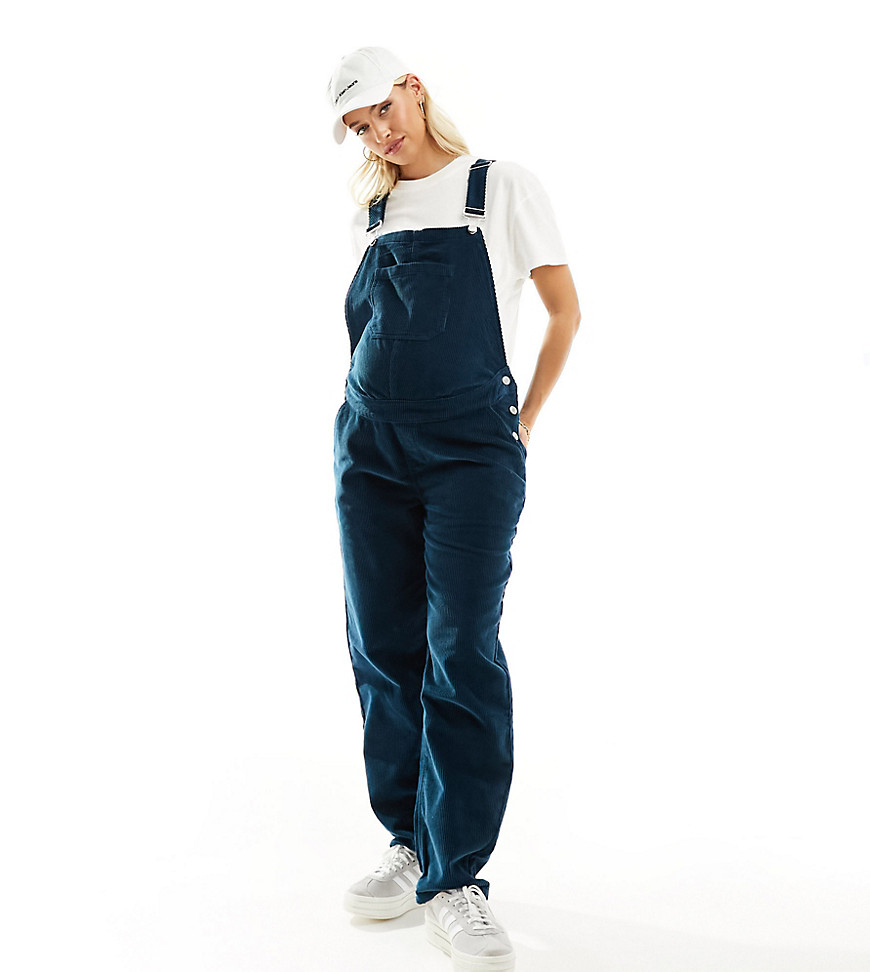 DTT Maternity Ivy cord dungarees in blue