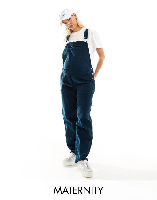 Labelrail x Pose and Repeat vintage fit short dungarees with butterfly  embroidery in blue