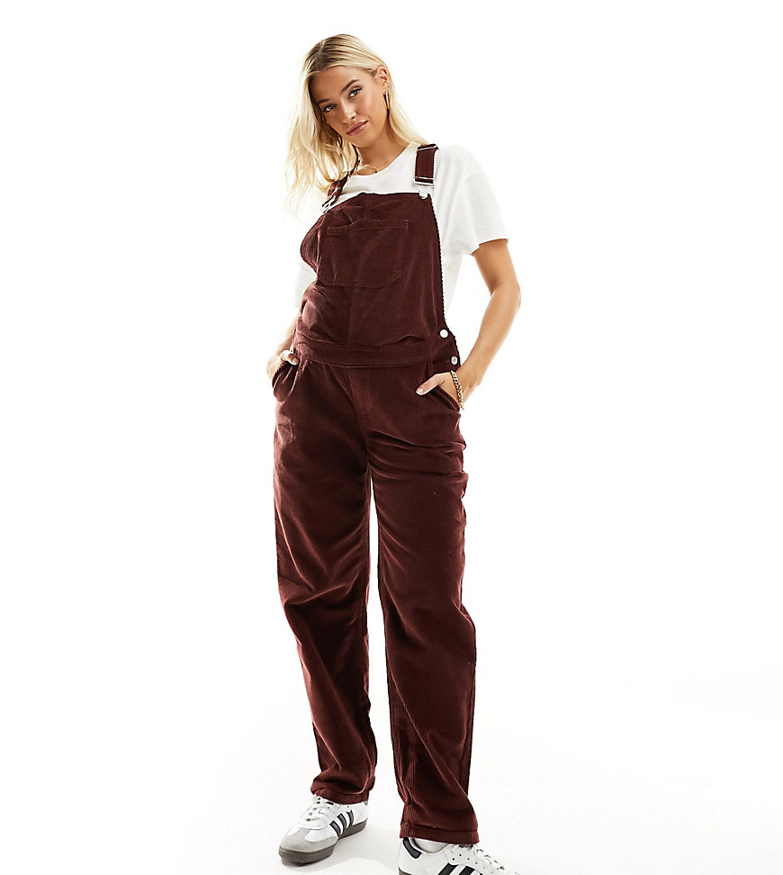 DTT Maternity Ivy cord dungarees in brown