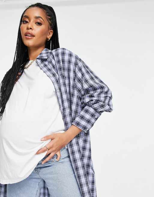 DTT Maternity Lou mom jeans in light blue wash