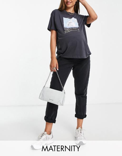 DTT Maternity – Lou – Mom-Umstandsjeans in Vintageschwarz  