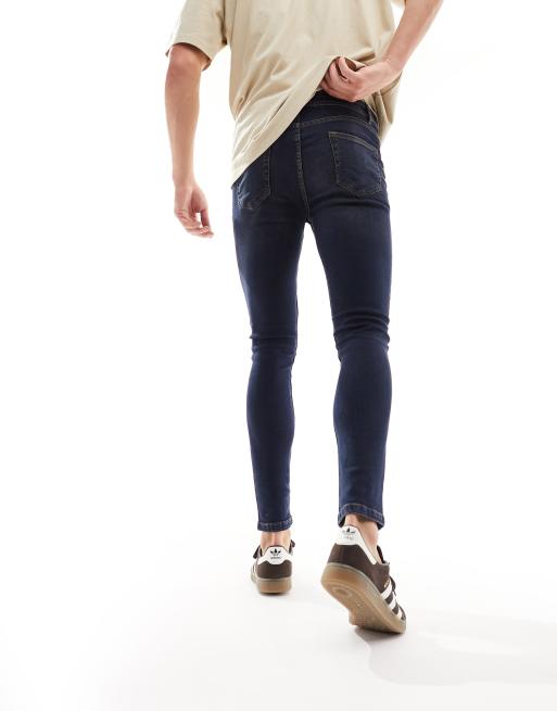 DTT - Mørkeblå jeans i skinny fit med stretch og flænger, 3 af 5