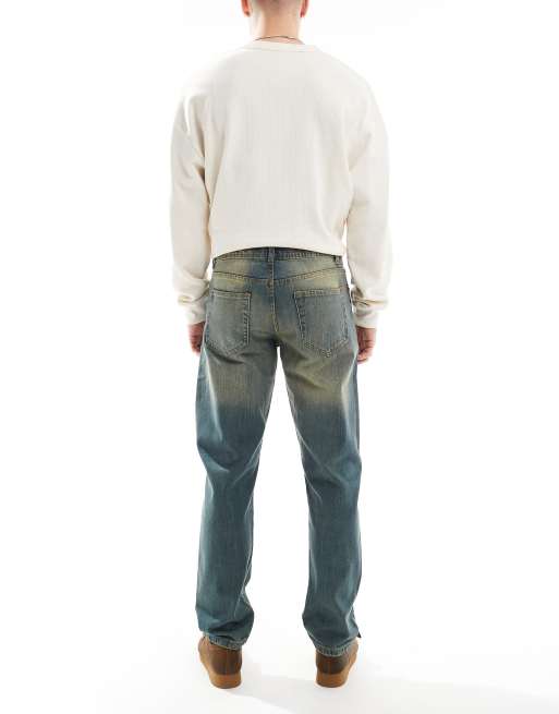 DTT – Niebieskie sztywne jeansy o prostym kroju w stylu vintage, 2 z 5