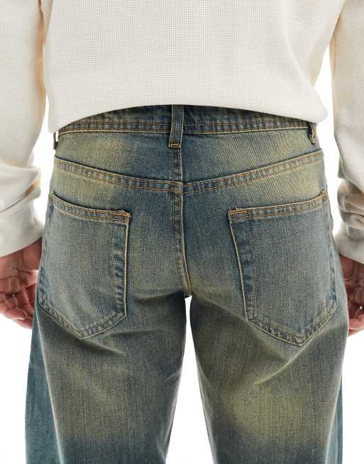 DTT – Niebieskie sztywne jeansy o prostym kroju w stylu vintage, 4 z 5