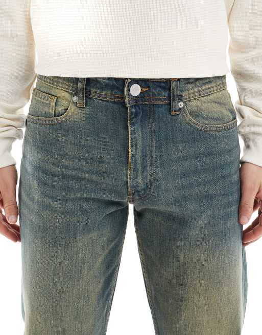 DTT – Niebieskie sztywne jeansy o prostym kroju w stylu vintage, 5 z 5