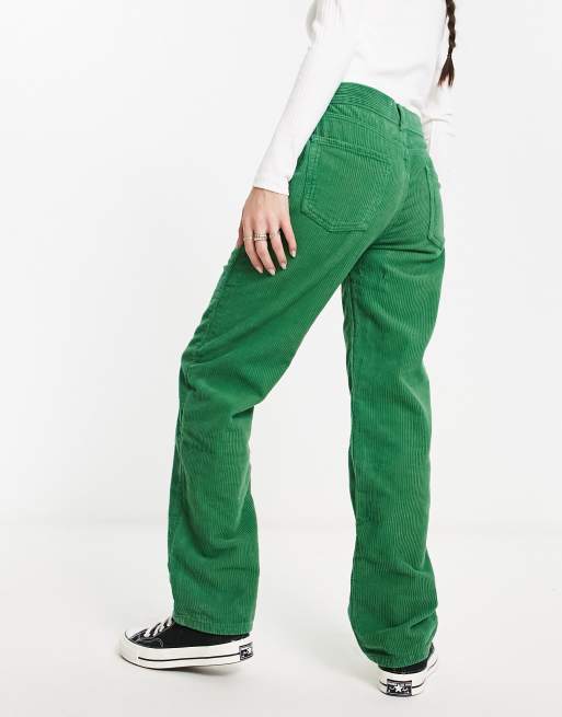 DTT Olive Pantaloni dritti in velluto a coste verde ASOS