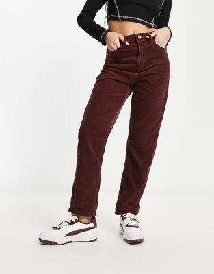 Don't Think Twice DTT Kristen mid ride straight leg jeans in brown 