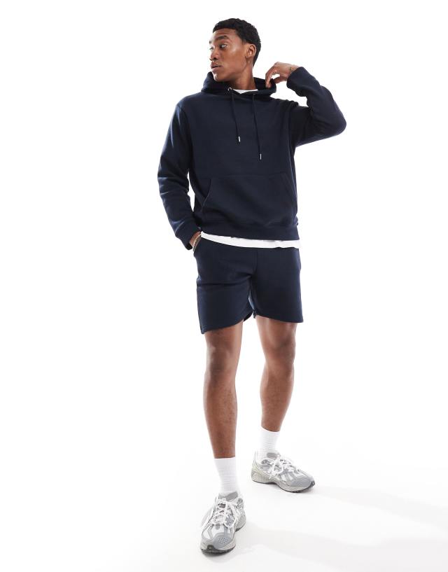 Don't Think Twice - DTT overhead hoodie & jersey short set in navy