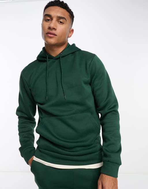 DTT overhead hoodie u0026 jogger tracksuit set in dark green | ASOS