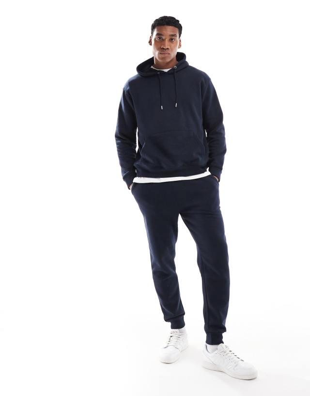 Don't Think Twice - DTT overhead hoodie & jogger tracksuit set in dark navy