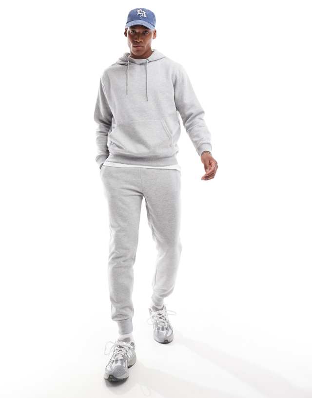 Don't Think Twice - DTT overhead hoodie & jogger tracksuit set in light grey marl