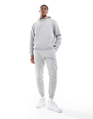 Don't Think Twice DTT overhead hoodie & jogger tracksuit set in light grey marl