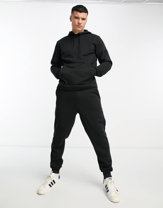 DTT overhead hoodie & sweatpants tracksuit set in black